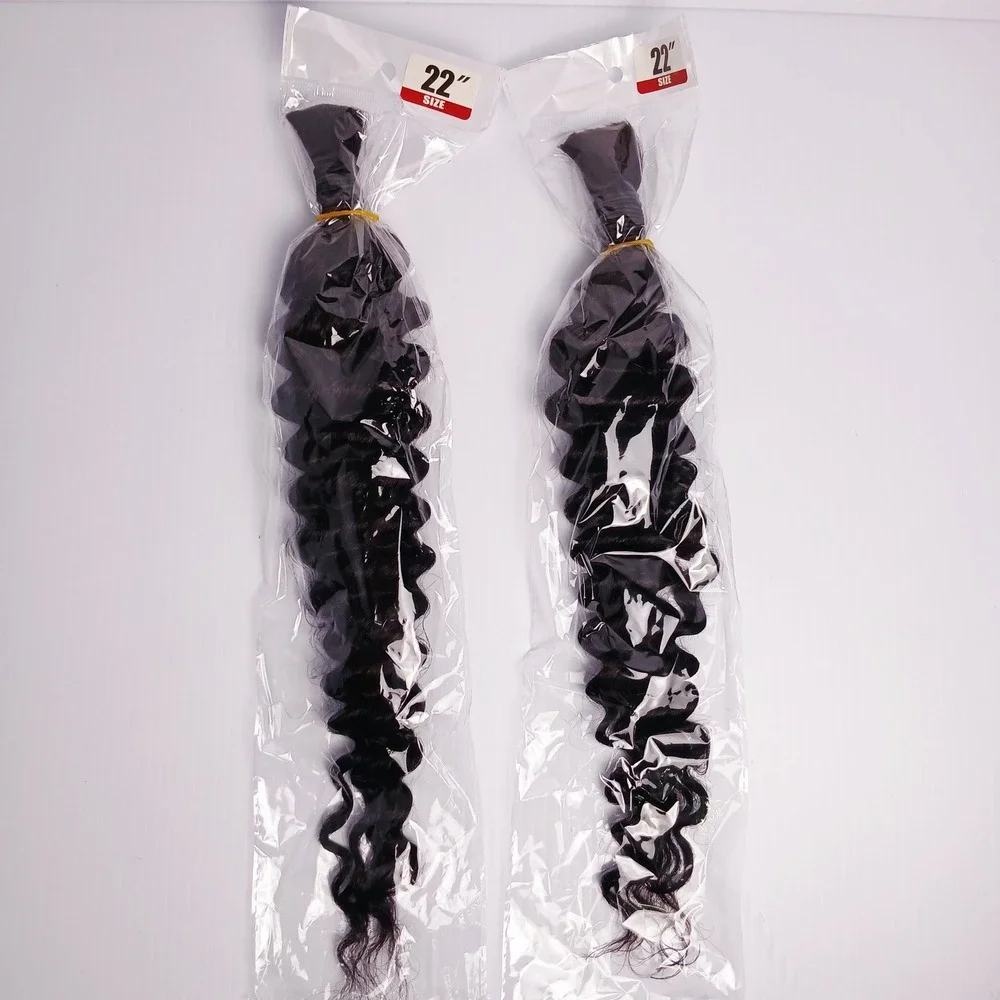 2 Pack 22 Inch Deep Curl Human Bulk Hair for Braiding 12A Brazilian Virgin 100g